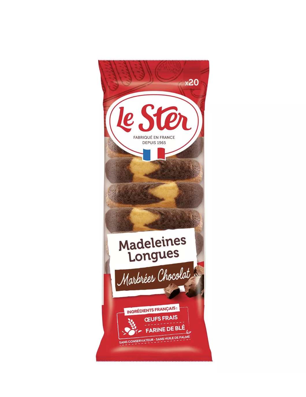 MADELEINE longues LE STER marbrées chocolat 250G